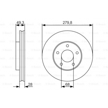 Bosch Bremseskive Foran, ⌀280 mm, 0 986 479 R90